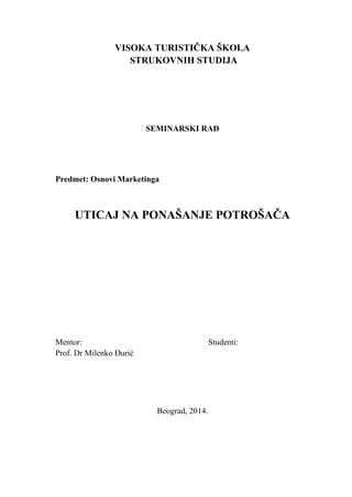 Uticaj na ponasanje potrosaca