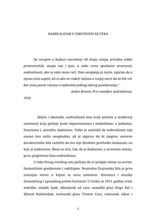Nadrealizam u umetnosti 20. veka