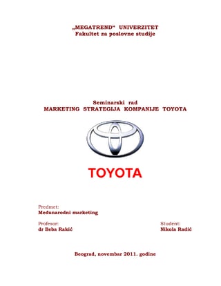 Marketing strategija kompanije Toyota