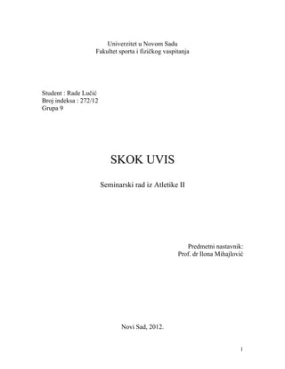 Skok uvis: seminarski rad iz atletike II