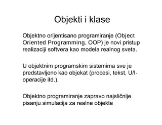 Objektno orijentisano programiranje