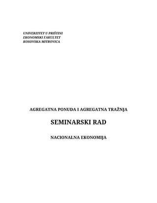 Nacionalna ekonomija – Agregatna ponuda i agregatna tražnja