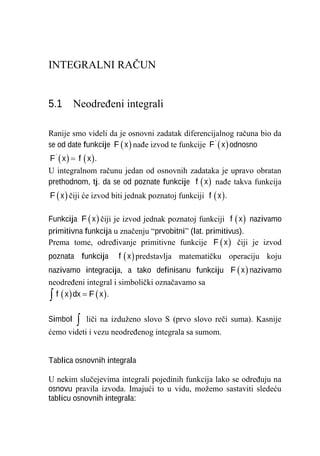 Integralni racun sa zadacima za vezbu