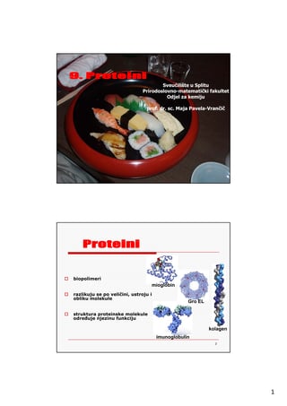 Pregled proteina, molekulskih masa i podjedinica