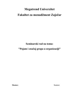 Pojam i značaj grupa u organizaciji