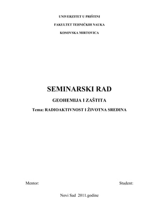 Radioaktivnost i životna sredina