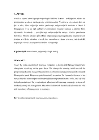 Uloga i znacaj menadzmetna u osiguranju