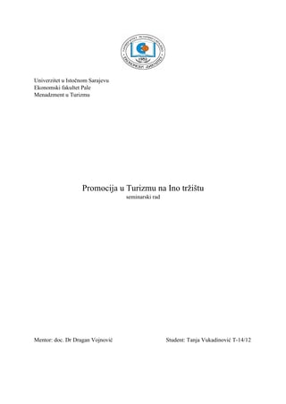 Promocija u turizmu na ino tržištu