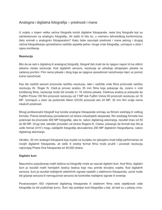 Digitalna i Analogna fotografija-razlika