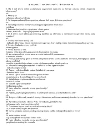 Gradjansko i stvarno pravo (kolkovijum)