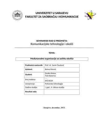 Međunarodne organizacije za zaštitu okoliša