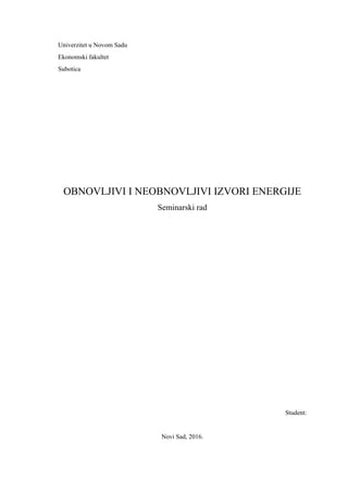 Obnovljivi i neobnovljivi izvori energije