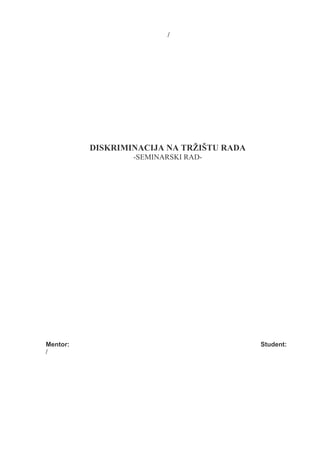 Diskriminacija na trzistu rada