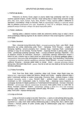 Osnove za rad u excelu