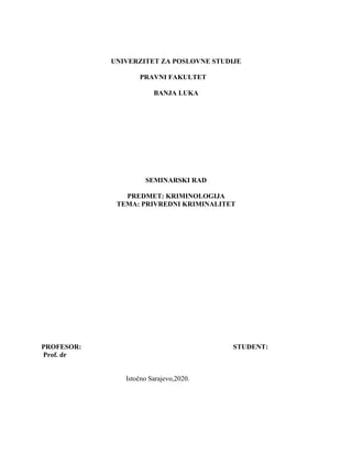Politički uzroci privrednog kriminala