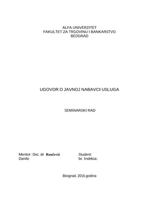 Ugovor o javnoj nabavci usluga