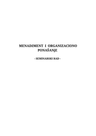 Menadzment i organizaciono ponasanje
