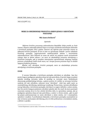 Mere za obezbeđenje prisustva okrivljenog u krivičnom postupku