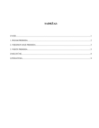 Pojam i podela prihoda