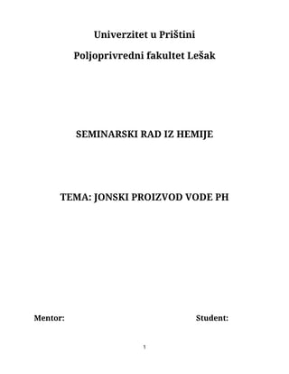 Jonski proizvod vode pH