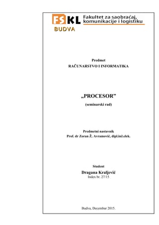 Procesor: seminarski rad