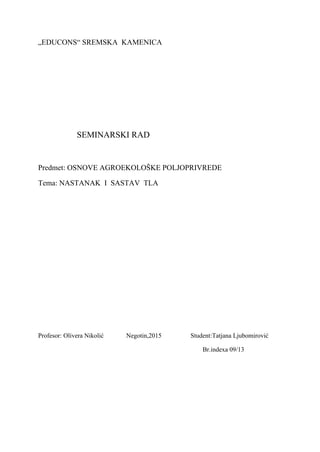 Nastanak i sastav tla