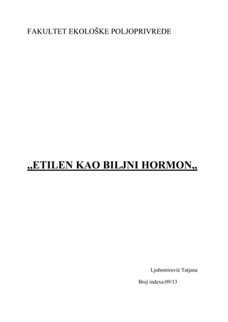 Etilen kao biljni hormon