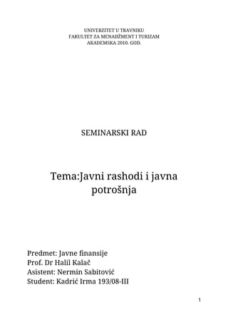 Javna potrošnja i javne potrebe