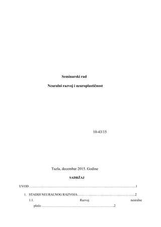 Neuralni razvoj i neuroplastičnost