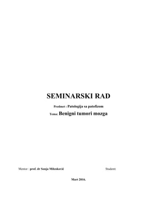 Benigni tumori mozga