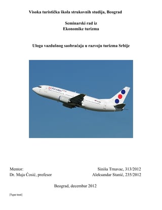 Uloga vazdušnog saobraćaja u razvoju turizma Srbije