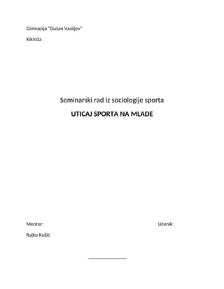Uticaj sporta na mlade