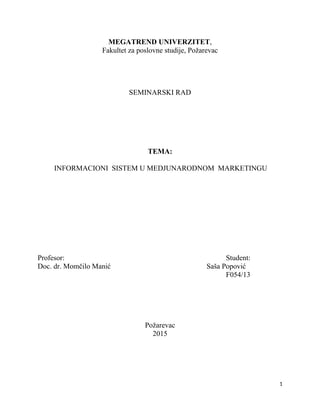 Informacioni sistemi u medjunarodnom marketingu