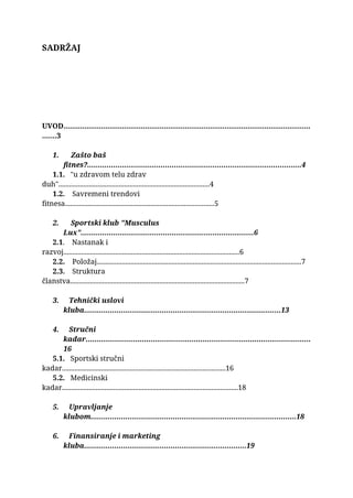 Analiza fitnes centra i predlozi za unapređenje rada