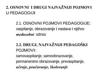 Osnovni i najvazniji pedagoski pojmovi
