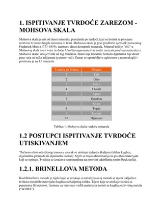 Ispitivanje tvrdoće materijala: Mohsova, Brinellova, Vickersova i Rockwellova metoda