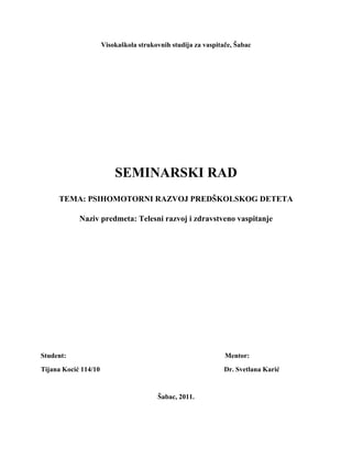 Psihomotorni razvoj predškolskog deteta