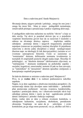Dete u radovima prof. Sande Marjanovic