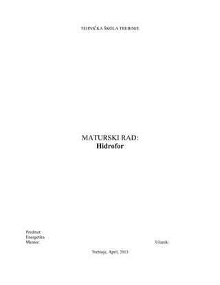 Hidrofori: principi rada, postavljanje i dimenzionisanje