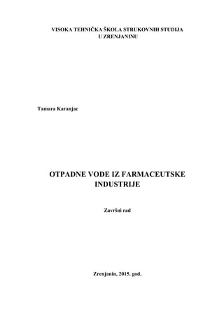 Otpadne vode iz farmaceutske industrije