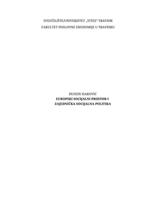 Evropski socijalni prostor i zajednička socijalna politika