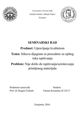 Išikava dijagram za proceduru opšteg tok ispitivanja