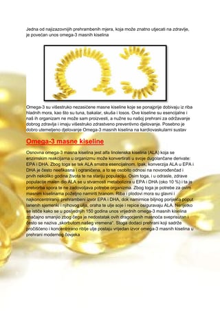 Hemijska svojstva i metabolizam omega 3 masnih kiselina: značaj za zdravlje