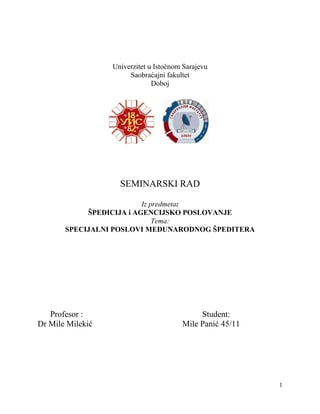 Specijalni poslovi međunarodnog špeditera