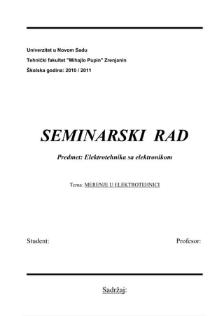 Merenje u elektrotehnici