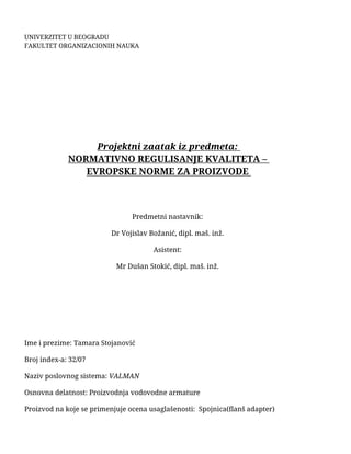 Normativno upravljanje kvalitetom – Evropske norme za proizvode