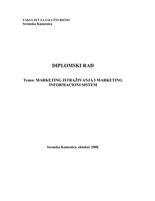 Marketing Istraživanja i marketing informacioni sisitemi