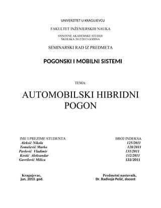 Automobilski hibridni pogon