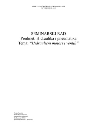 Hidraulicni motori i ventili