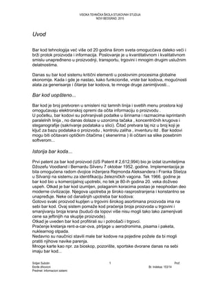 Analiza bar kod tehnologije i njena primena